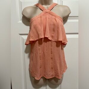 Maurice’s Size M Metallic Striped Ruffle Tiered Tank Boho Summer Festival Top